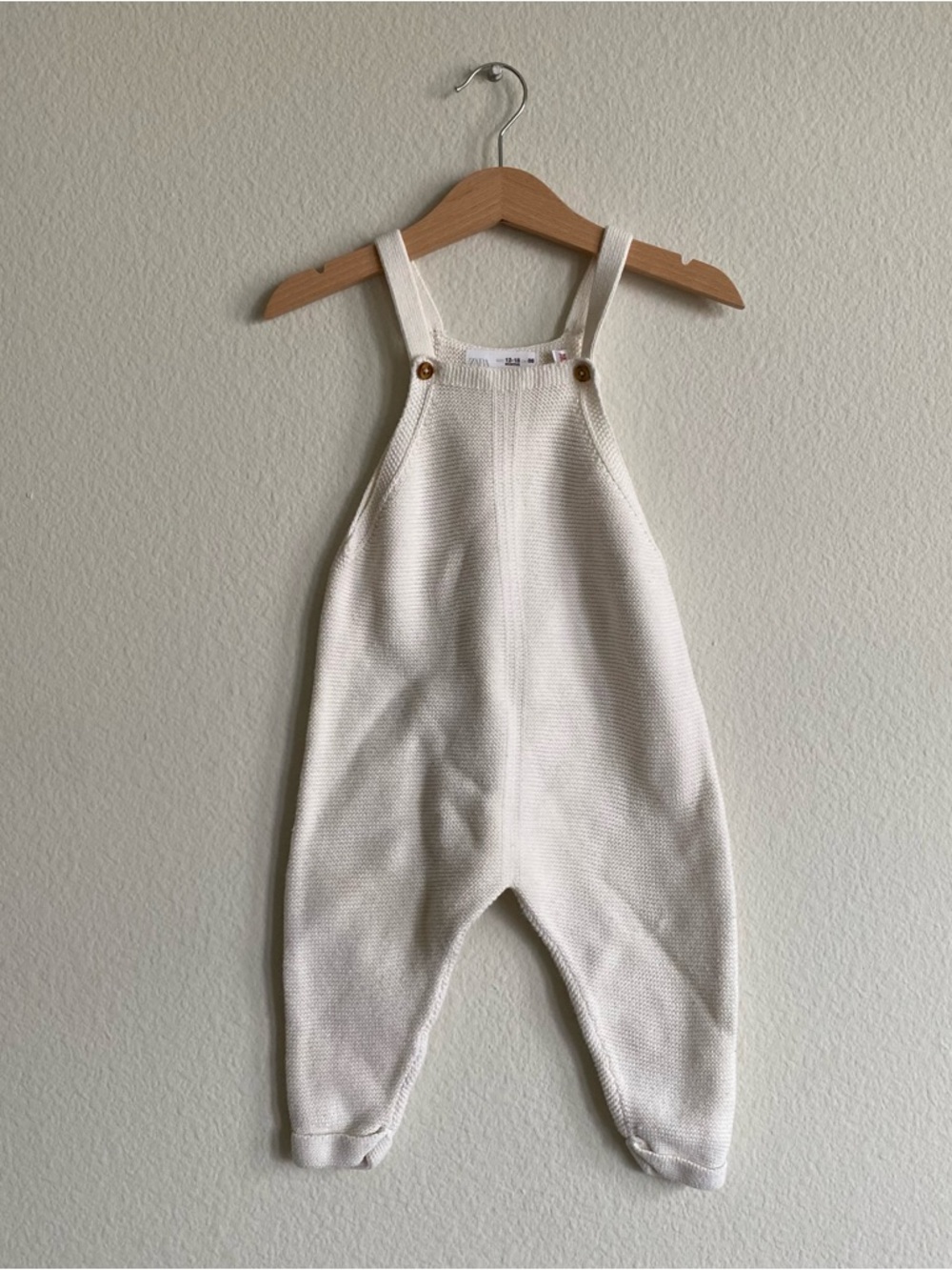Zara Baby Cream 100% Cotton Knit Overalls
